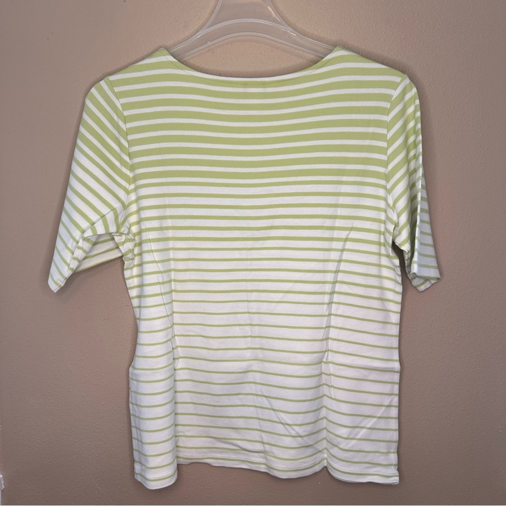 Christopher & Banks Light Green and White Striped Tee Size Large - Picture 6 of 6